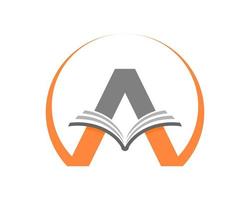 Combination a letter with open book page vector