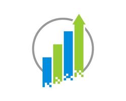 Chart with arrow up in the circle vector