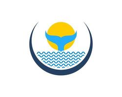 Circle swoosh with whale tail in the sea vector