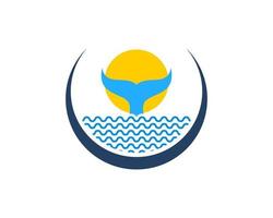 Circle swoosh with whale tail in the sea vector