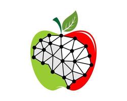 Conexión de puntos cerebrales dentro de la manzana. vector