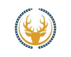 Circular wheat with deer head inside vector