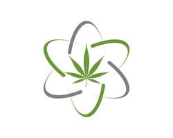 Cannabis with science symbol curve vector