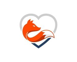 Simple love shape with luxury orange fox inside vector