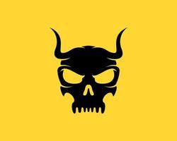 Black skull head with two horn on the top vector
