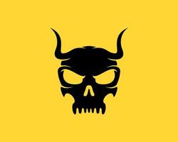 Black skull head with two horn on the top vector