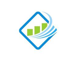 Simple square shape with financial chart and swoosh vector