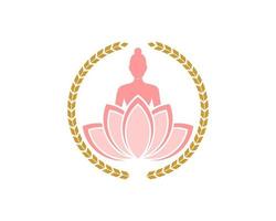 Circular wheat with women yoga and lotus flower vector