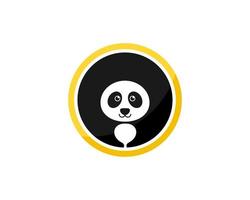 Circle shape with cute panda inside vector