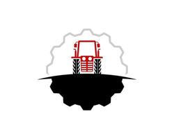 Abstract gear with tractor in the farm field vector