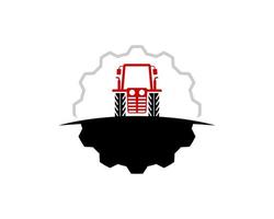 Abstract gear with tractor in the farm field vector