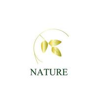 icono de logotipo de naturaleza dorada para empresa de medio ambiente vector