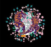 diseño de ilustración de tigre para sukajan es malo tela o camiseta tradicional de japón con bordado digital dibujado a mano hombres camisetas verano casual manga corta hip hop camiseta streetwear vector