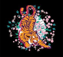 diseño de ilustración de tigre para sukajan es malo tela o camiseta tradicional de japón con bordado digital dibujado a mano hombres camisetas verano casual manga corta hip hop camiseta streetwear vector