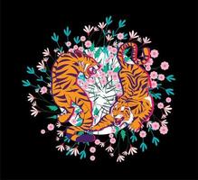 diseño de ilustración de tigre para sukajan es malo tela o camiseta tradicional de japón con bordado digital dibujado a mano hombres camisetas verano casual manga corta hip hop camiseta streetwear vector