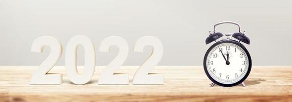 Happy New Year Background with clock. Start to 2022. 3D illustration photo