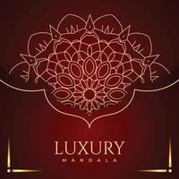 Decorative golden mandala background. Mandala pattern with shiny gold color. Golden pattern. Mandala ornament on a red background. Luxurious decoration. Luxurious golden mandala vector. vector