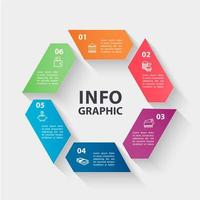 Vector circle infographics. Template for diagram, graph, presentation and chart. Business concept with 6 options, parts, steps or processes