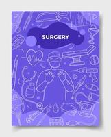 surgery doctor jobs career with doodle style for template of banners, flyer, books, and magazine cover vector