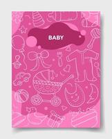 baby kids concept with doodle style for template of banners, flyer, books, and magazine cover vector