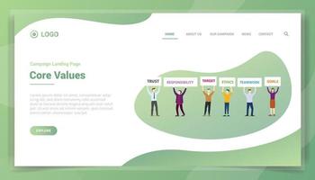 core values business concept for website template landing homepage vector