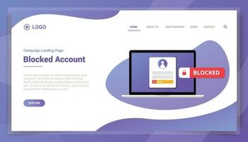 blocked account concept for website template landing homepage vector