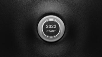 Start 2022. Happy New Year button. 3D illustration photo