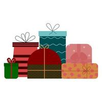 un conjunto de coloridas cajas de regalo de navidad. vector