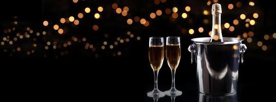 New years eve celebration background with champagne photo