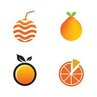 Orange fruit icon set logo design vector