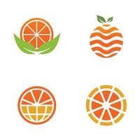 Orange fruit icon set logo design vector