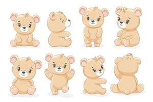 A collection of cute teddy bears. Vector illustration of a cartoon.