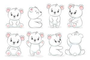 A collection of cute polar bears. Vector illustration of a cartoon.