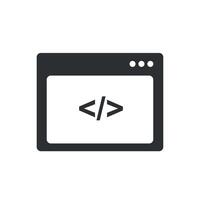 Coding vector icon on laptop screen isolated on white background ...