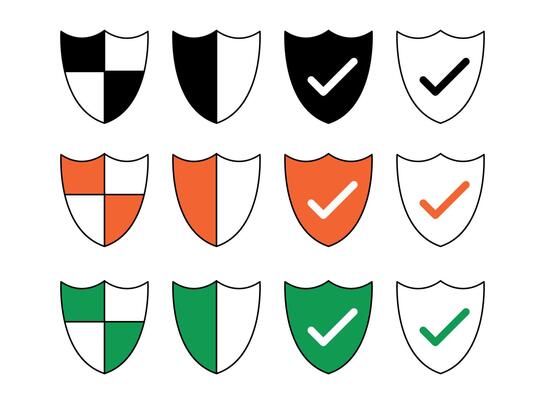 vector illustration of shield, security, protection, safety icons set for website and mobile app Free Vector