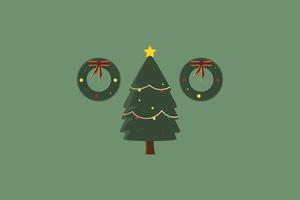 navidad natal, árbol, conjunto, plano, ilustración, vector