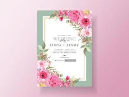 Beautiful pink flower wedding invitation vector