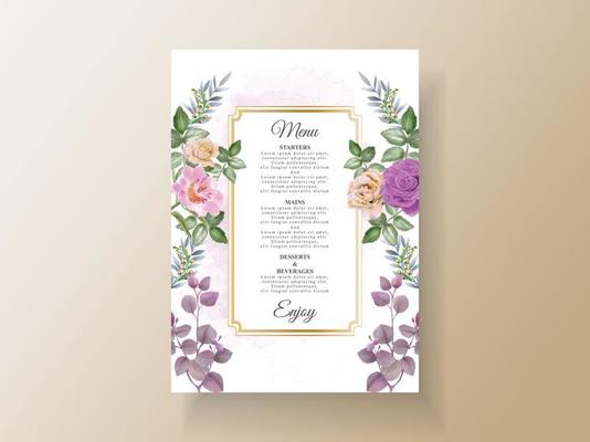 Soft yellow and purple flowers wedding invitation card