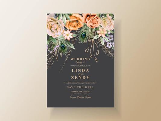 Wedding invitation elegant black theme