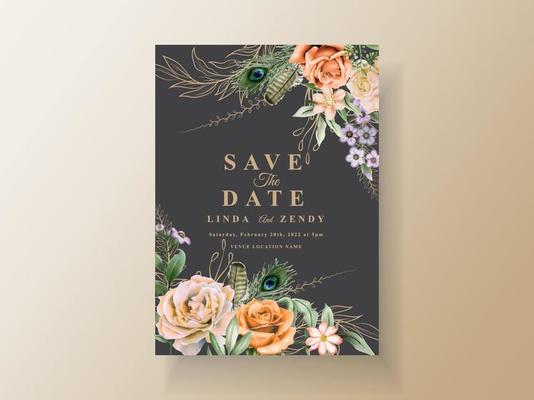 Wedding invitation elegant black theme