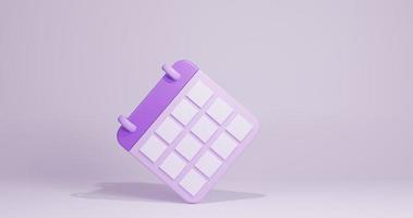 3d render ilustración organizador calendario violeta foto