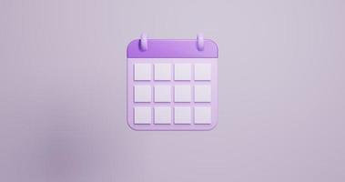 3d render ilustración organizador calendario violeta foto