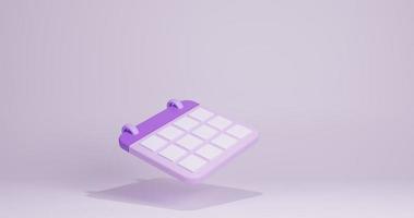 3D render illustration organizer calendar Purple photo