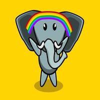 personaje de elefante con arcoiris vector