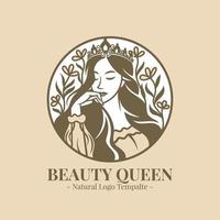 Beautiful queen women natural logo template Premium Vector