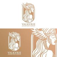 hermosa plantilla de logotipo de vector de valquiria vector premium