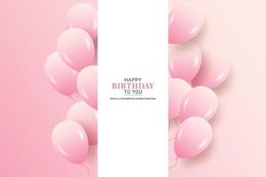 Birthday wish with realistic pink purple   balloons set  and pink background and text vector