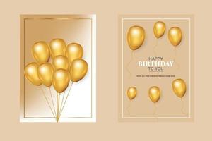 deseos de tarjeta de feliz cumpleaños con globos dorados vector