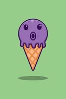 Ice cream and octopus cartoon illustration vector