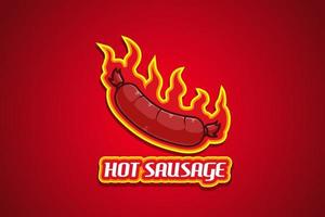 Spicy sausage logo cartoon illustration vector